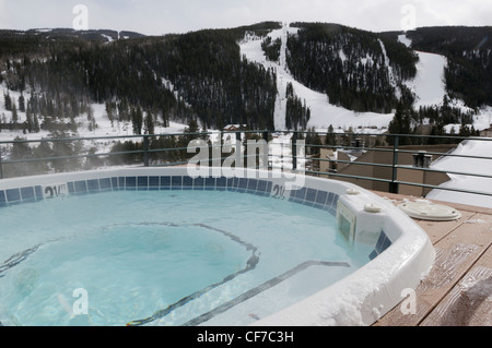Hot tub at Keystone ski resort, Keystone, Colorado. View from mountain house area Stock Photo