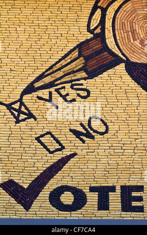 Historical building wall of  the Corn Palace Mitchell South Dakota SD in USA  US American history nobody vertical front view filled background hi-res Stock Photo