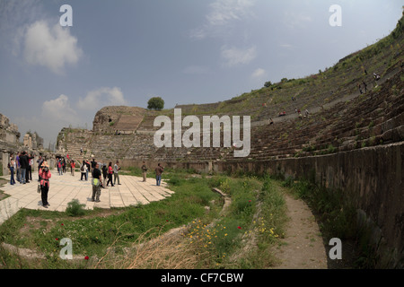 tourists people in the Great Theatre theater Ephesus Turkey Stock Photo