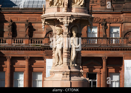 Colonial details of the Doulton Fountain and the People's House located at Glasgow Green , Glasgow, Scotland Stock Photo
