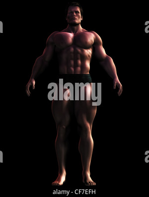 bodybuilder doing competition poses wearing a posing pouch and