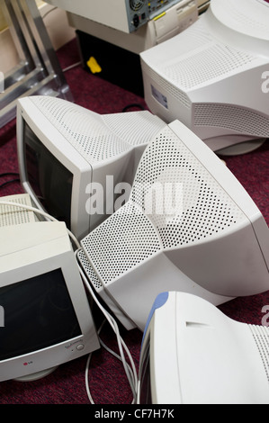 old obsolete discarded CRT computer monitors Stock Photo