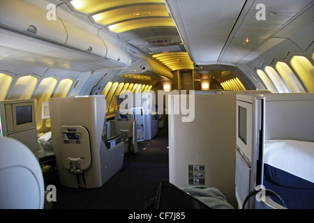 Business Class seats inside a Boeing 787-9 Dreamliner of the airline