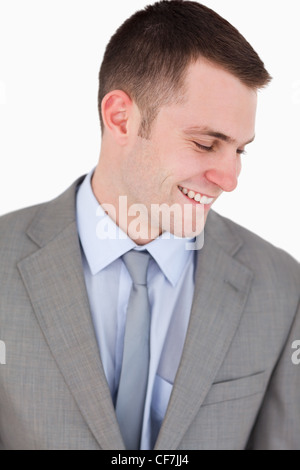 Close up of smiling businessman looking down Stock Photo