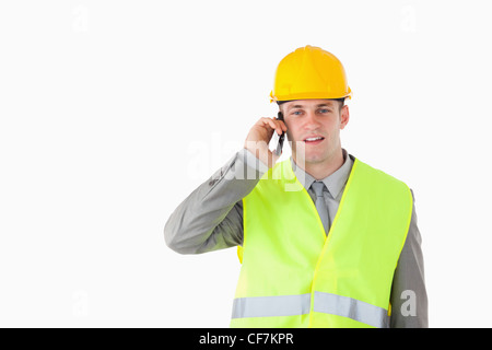 Builder making a phone call Stock Photo