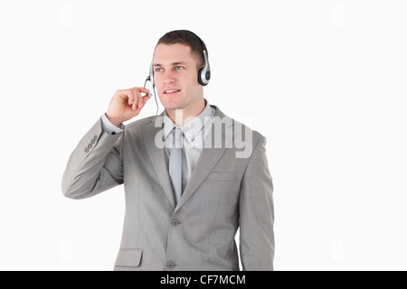 Businessman using a headset Stock Photo