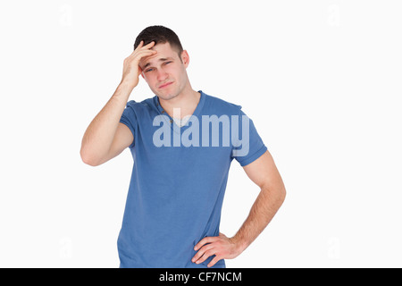 Young man having a headache Stock Photo