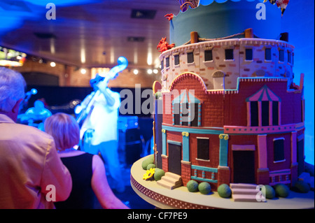 Ace of Cakes Duff Goldman playing string bass performance at AVAM in Baltimore, MD  Stock Photo