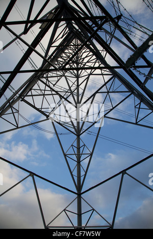 Electricity Pyons near Kilmarnock, Ayrshire, Scotland. Part of the UKs National Grid. Stock Photo
