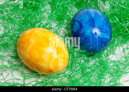 Two colored eggs Stock Photo