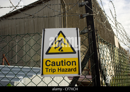 Caution trip hazard sign Stock Photo