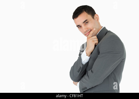 Side view of thinking businessman Stock Photo