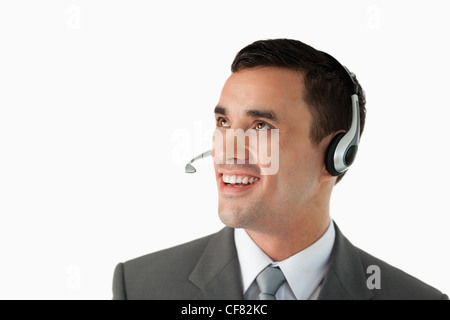 Close up of young male professional with headset on