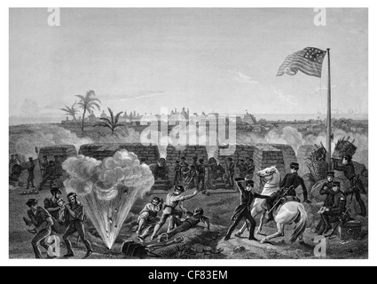 Siege of Vera Cruz Artillery siege  the Mexican American War 1847 Stock Photo