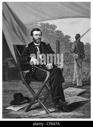 Ulysses S. Grant  Hiram  April 27, 1822 – July 23, 1885 the 18th President United States 1864 field headquarters Stock Photo