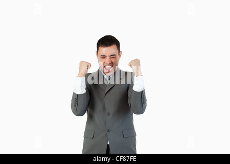 Successful businessman with the fists up Stock Photo