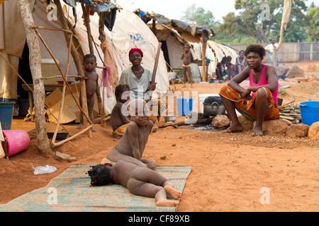 Refugees in the displaced camp of  Naibly ,Duekoue, Ivory Coast ,Cote d'Ivoire ,West Africa Stock Photo