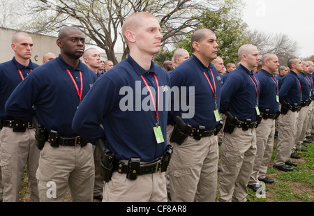 Group of Texas Department of Public Safety agent recruits during training exercise in Austin, Texas Stock Photo