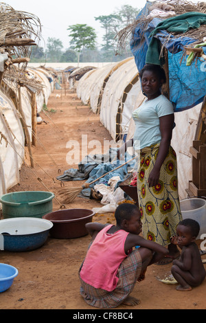 Refugees in the displaced camp of  Naibly ,Duekoue, Ivory Coast ,Cote d'Ivoire ,West Africa Stock Photo