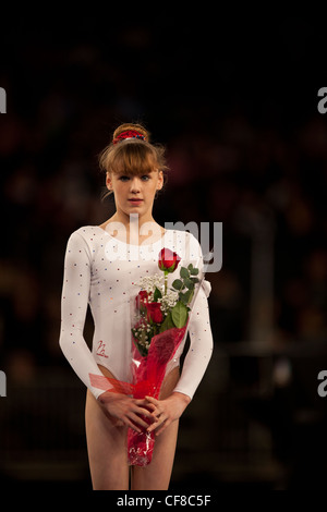 Rebecca Tunney (GBR) at the 2012 American Cup Gymnastics at Madison Square Garden on March 3, 2012 in New York City. Stock Photo