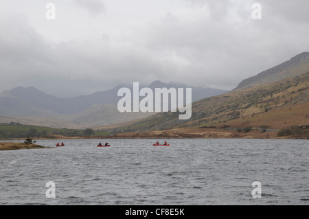 Llynnau Mymbyr taken from near Plas y Brenin activity centre in Snowdonia North Wales Stock Photo
