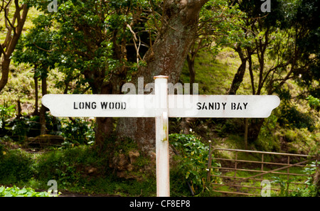 Saint Helena in the South Atlantic Ocean signpost to Longwood House home to Napoleon Bonaparte. Stock Photo