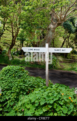 St Helena in the South Atlantic Ocean signpost to Longwood House home to Napoleon Bonaparte. Stock Photo