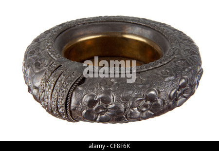 Metal ash-tray isolated on white background Stock Photo