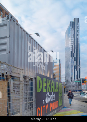 Dekalb Market at the Dekalb Avenue subway station in Brooklyn NYC Stock Photo