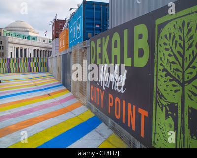 Dekalb Market at the Dekalb Avenue subway station in Brooklyn NYC Stock Photo