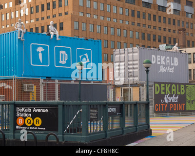 Dekalb Market at the Dekalb Avenue subway station in Brooklyn NYC Stock Photo