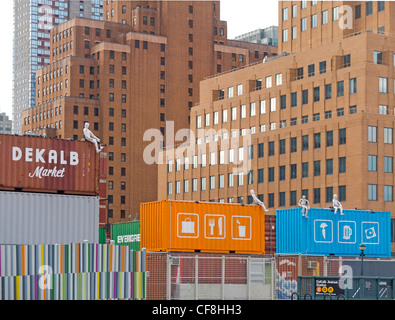 Dekalb Market at the Dekalb Avenue subway station in Brooklyn NYC Stock Photo