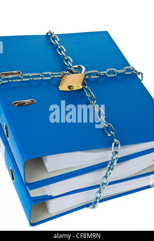 a filing with chain and padlock closed. privacy and data security. Stock Photo