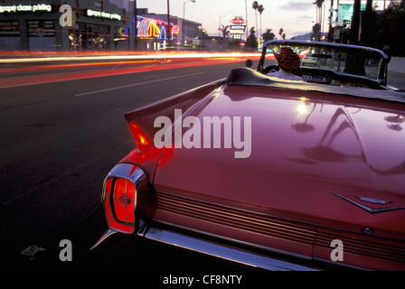 1962, pink, Cadillac, convertible, Hollywood, Los Angeles, USA, United States, America, Sunset boulevard, traffic, drive, hat, c