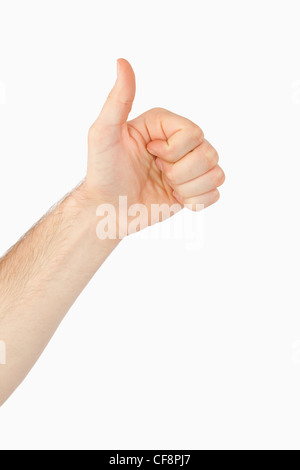 Side view of left hand giving thumb up Stock Photo