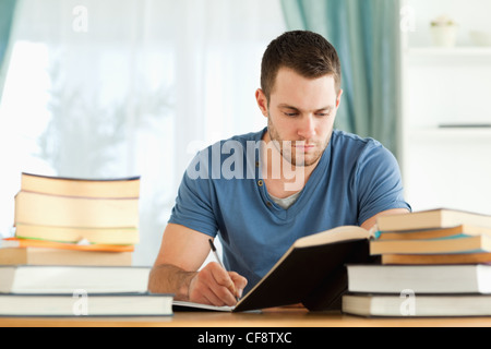 Student preparing for exam Stock Photo