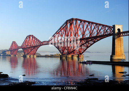 Forth Railway Bridge across River Forth from South Queensferry, Scotland, UK Stock Photo