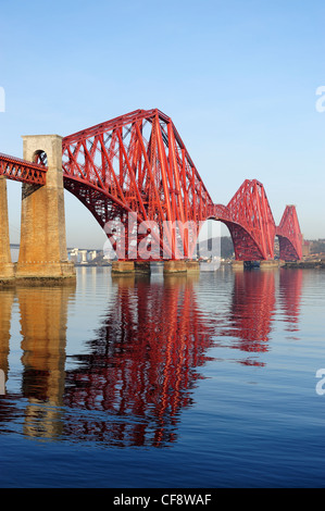 Forth Railway Bridge across River Forth from South Queensferry, Scotland, UK Stock Photo