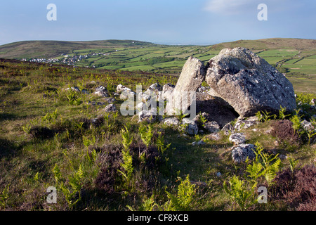 Sweynes Howes are standing stones and a burial chamber at Rhossili Down. Stock Photo