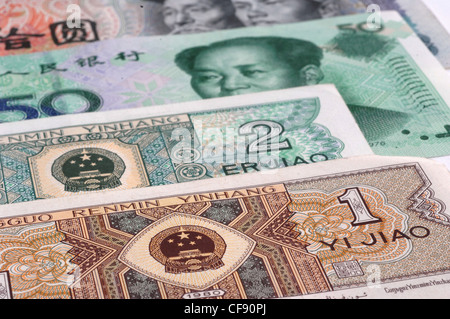 Money, notes, coins, colorful, Yuan, CNY, Renminbi, RMB, China, currency, Stock Photo