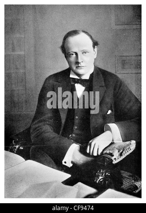 Sir Winston Leonard Spencer Churchill 1874 1965 British Conservative politician statesman Prime Minister officer British Army Stock Photo