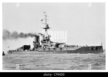 HMS Iron Duke battleship Royal Navy flagship Grand Fleet warship turret guns gun Naval British Stock Photo