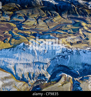 Aerial of Mountains, Emstrur Area, IcelandRegion near Katla, a subglacial volcano under Myrdalsjokull Ice Cap Stock Photo