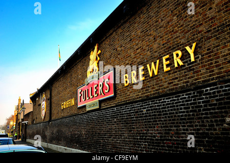 Logo of Fullers brewery on brick wall,Chiswick, London Stock Photo