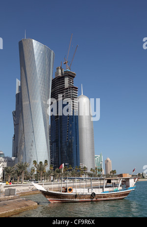 Traditional dhow dontown in Doha, Qatar Stock Photo