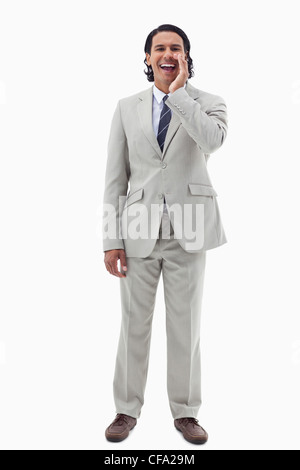 Portrait of an office worker shouting Stock Photo