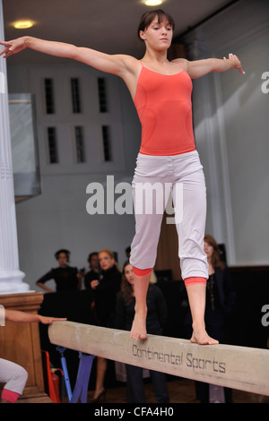 Stella McCartney Adidas London Ready to Wear Spring Summer Female on gymnastics balance beam Stock Photo