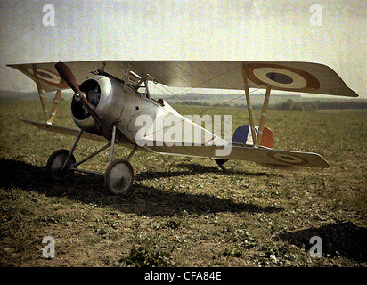 War, Europe, world war I, 1917, Europe, world war, color photo, Autochrome, F. Cuville, western front, airplane, double-decker, Stock Photo