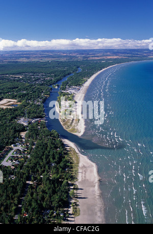 Aerial view of the worlds longest freshwater beach at Wasaga Beach, Lake Huron, Ontario, Canada. Stock Photo