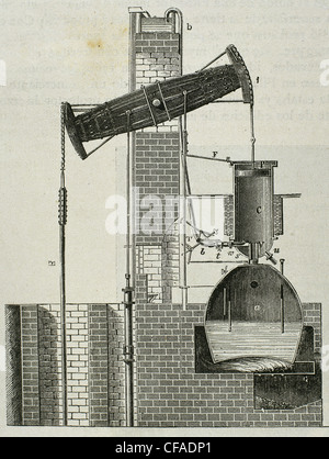 Newcomen steam engine invented by Thomas Newcomen in 1712. Stock Photo